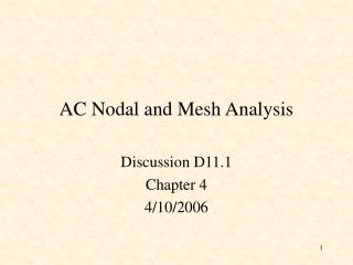 AC Nodal and Mesh Analysis