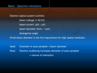 Beam – Specimen Interactions