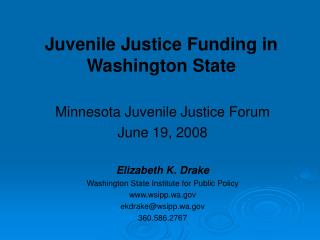 Juvenile Justice Funding in Washington State