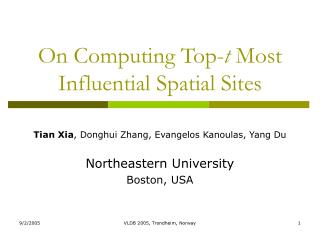 On Computing Top- t Most Influential Spatial Sites
