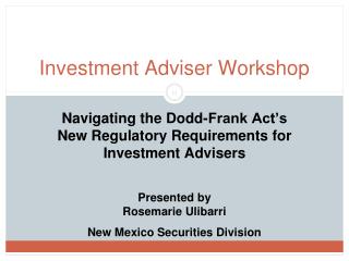 Investment Adviser Workshop