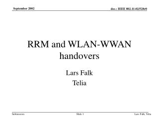 RRM and WLAN-WWAN handovers
