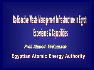 Radioactive Waste Management Infrastructure in Egypt: Experience &amp; Capabilities