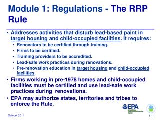 Module 1: Regulations - The RRP Rule