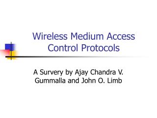 Wireless Medium Access Control Protocols