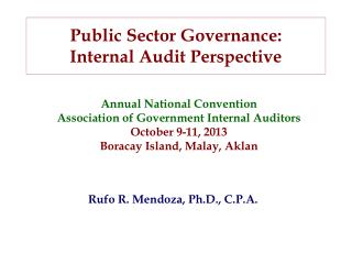 Public Sector Governance: Internal Audit Perspective