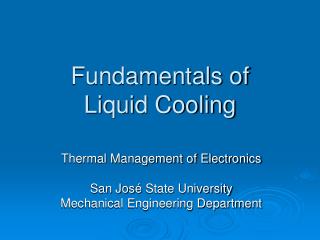 Fundamentals of Liquid Cooling