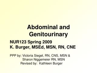 Abdominal and Genitourinary