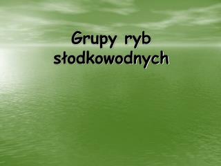 Grupy ryb słodkowodnych