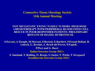 Connective Tissue Oncology Society 11th Annual Meeting