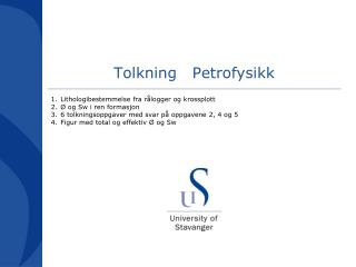 Tolkning Petrofysikk