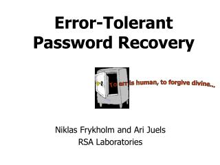Error-Tolerant Password Recovery