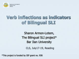 Verb inflections as indicators of Bilingual SLI