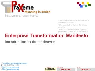 Enterprise Transformation Manifesto