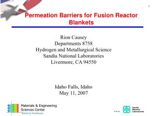 Permeation Barriers for Fusion Reactor Blankets