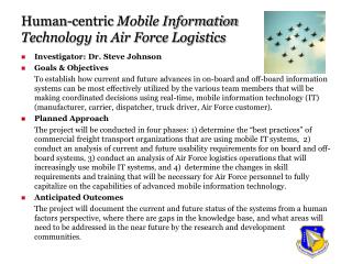 Human-centric Mobile Information Technology in Air Force Logistics