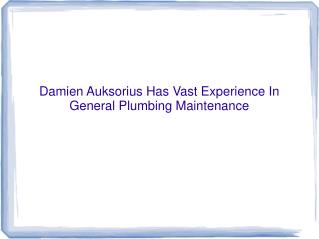 Damien Auksorius Has Vast Experience In General Plumbing Mai