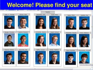Welcome! Please find your seat