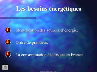 Les besoins énergétiques