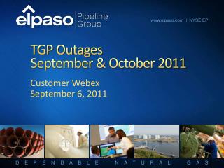 TGP Outages September &amp; October 2011