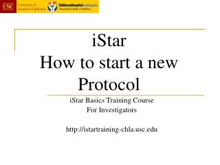 iStar How to start a new Protocol