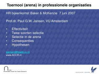 Toernooi (arena) in professionele organisaties