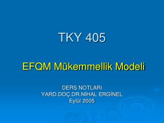 TKY 405 EFQM Mükemmellik Modeli