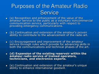 Purposes of the Amateur Radio Service