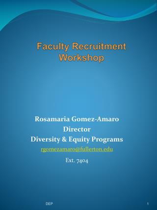 Faculty Recruitment Workshop