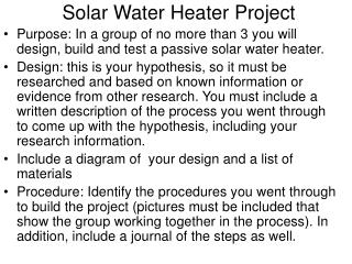 Solar Water Heater Project