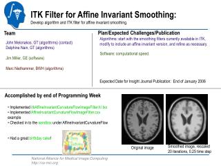John Melonakos, GT (algorithms) (contact) Delphine Nain, GT (algorithms) Jim Miller, GE (software)