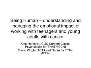 Kate Hancock (CLIC Sargent Clinical Psychologist for TYA’s MCCN)