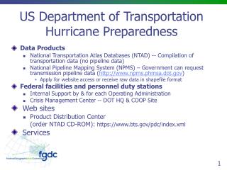 US Department of Transportation Hurricane Preparedness
