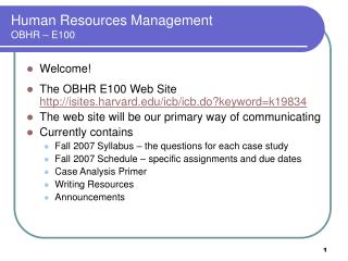 Human Resources Management OBHR – E100
