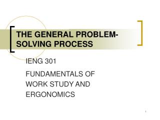 THE GENERAL PROBLEM-SOLVING PROCESS