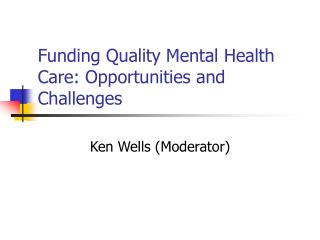 Funding Quality Mental Health Care: Opportunities and Challenges