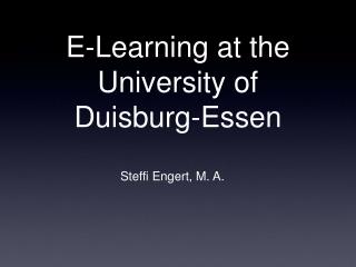 E-Learning at the University of Duisburg-Essen