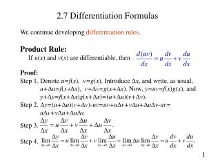 2.7 Differentiation Formulas