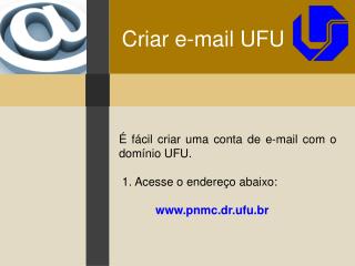 Criar e-mail UFU