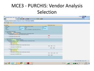 MCE3 - PURCHIS: Vendor Analysis Selection