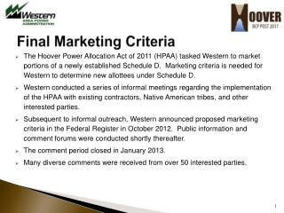 Final Marketing Criteria