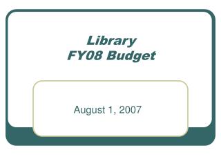 Library FY08 Budget