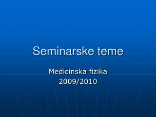 Seminarske teme