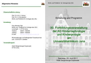 Klinik für Urologie und Kinderurologie Friedrich-Schiller-Universität Jena