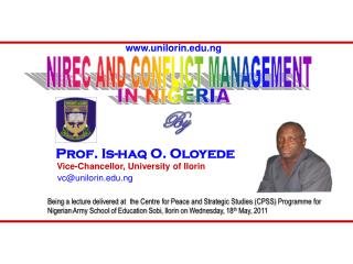 NIREC AND CONFLICT MANAGEMENT