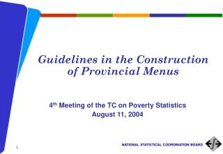 Guidelines in the Construction of Provincial Menus