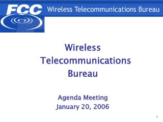 Wireless Telecommunications Bureau Agenda Meeting January 20, 2006