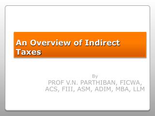 An Overview of Indirect Taxes