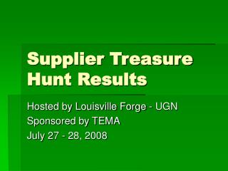 Supplier Treasure Hunt Results