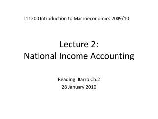 Lecture 2: National Income Accounting